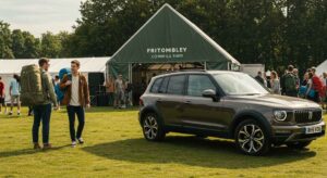 Friends sharing a Frimley taxi ride to a summer festival
