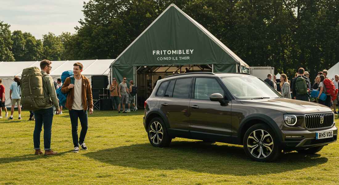 Friends sharing a Frimley taxi ride to a summer festival