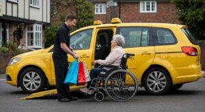 Senior traveling comfortably using Deepcut Taxi.